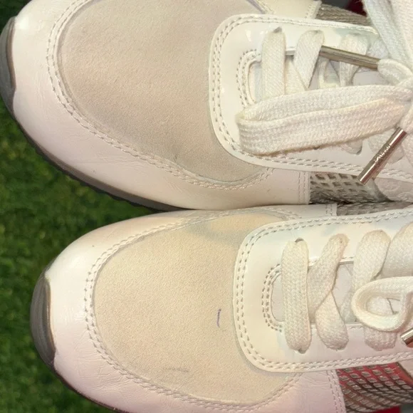 Michael Kors White and Silver Leather Sneakers Size 6.5 - Picture 7 of 9